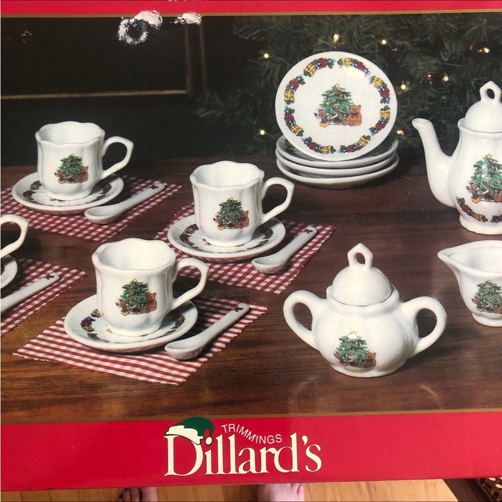 Dillard's Christmas Tea Set Ceramic Miniature Dishware